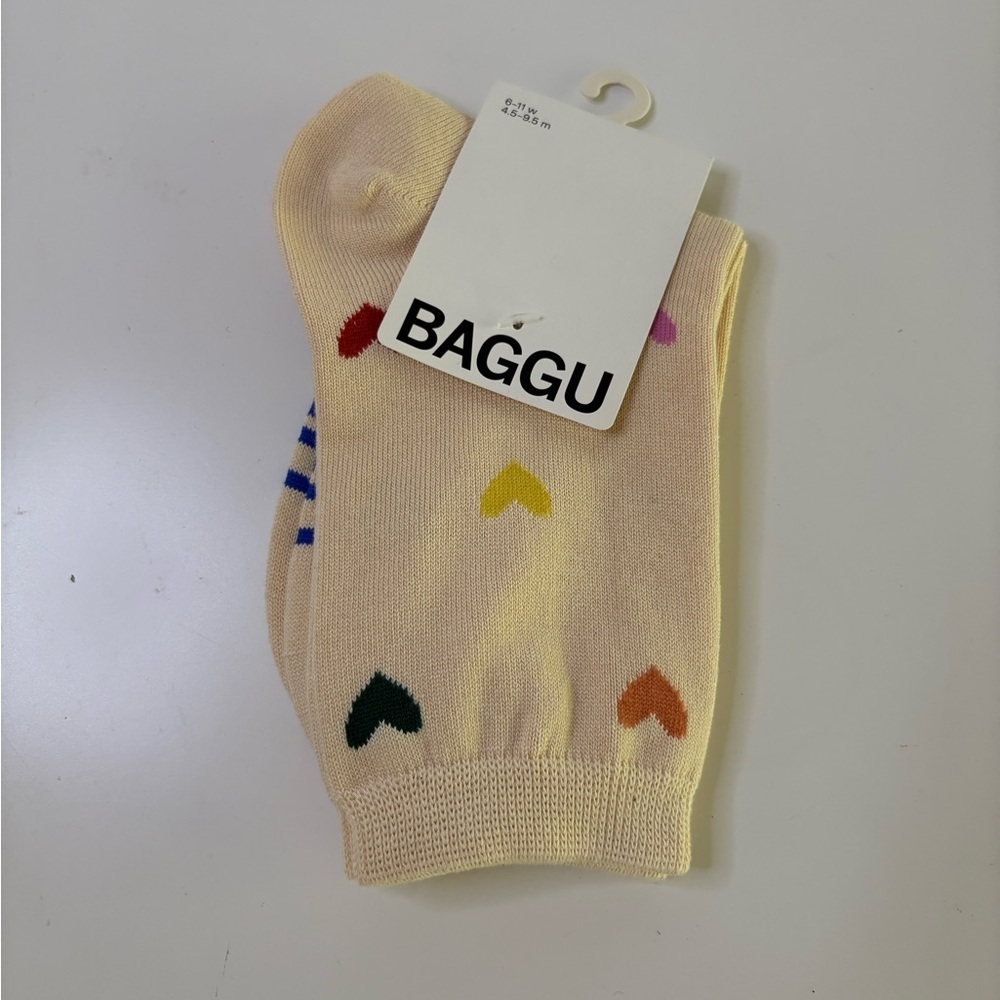 NWT BAGGU Hearts Crew Sock - Picture 3 of 10